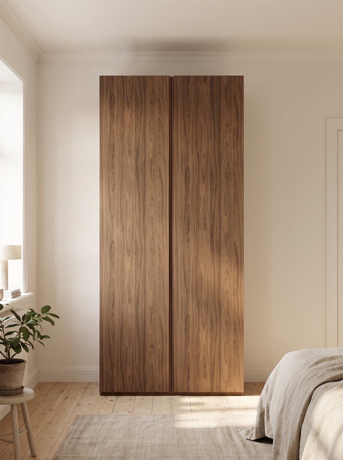 Cognac Walnut fronten voor IKEA PAX 100×201 cm — visualisatie