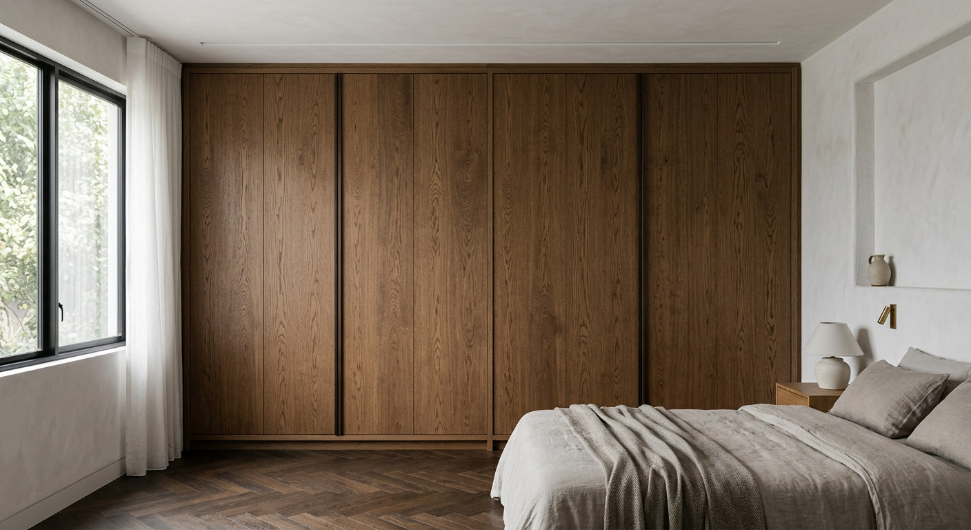 Master bedroom in Bourbon Oak